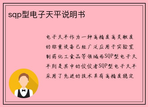 sqp型电子天平说明书